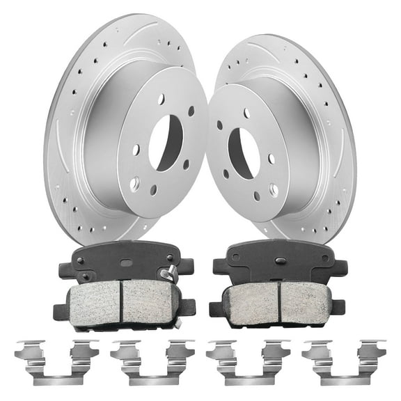 Funire Rear Brake Pads And Rotors Kit Compatible with Nissan Maxima 2004 2005 2006 2007 2008 Geomet Drilled Slotted Brakes Rotors Ceramic Brake Pads 11.5in(291.5mm)