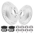 thumbnail image 1 of Funire Rear Brake Pads And Rotors Kit Solid Compatible With Toyota Camry 2018 2019 2020 2021 2022 2023 Drilled Slotted Brakes Rotors Ceramic Brake Pads Geomet (11.07in) 281mm Brakes And Rotors Kit, 1 of 10