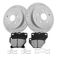 thumbnail image 1 of Funire Rear Brake Pads And Rotors Kit Solid Compatible With Toyota Corolla 2005 2006 Drilled Slotted Brakes Rotors Ceramic Brake Pads Geomet (10.6in) 269mm Brakes And Rotors Kit, 1 of 11