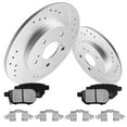 thumbnail image 1 of Funire Rear Brake Pads And Rotors Kit Solid Compatible With Toyota Corolla iM 2017 2018 Drilled Slotted Brakes Rotors Ceramic Brake Pads Geomet (11in) 278.8mm Brakes And Rotors Kit, 1 of 10