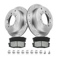 thumbnail image 1 of Funire Rear Brake Pads And Rotors Kit Vented Compatible With Toyota Tundra 2007 2008 2009 2010 2011 2012 2013 14 15 16 17 18 19 20 21 Drilled Slotted Brakes Rotors Ceramic Brake Pads (13.6in) 345mm, 1 of 10