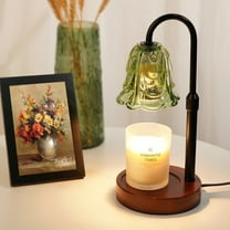 Funistree Candle Warmer Lamp with Timer, Adjustable Green Wax Warmer for Jar Candles, Cute Wood Base Wax Melter Gift for Women Sister Girlfriend, Birthday House Warming Decor