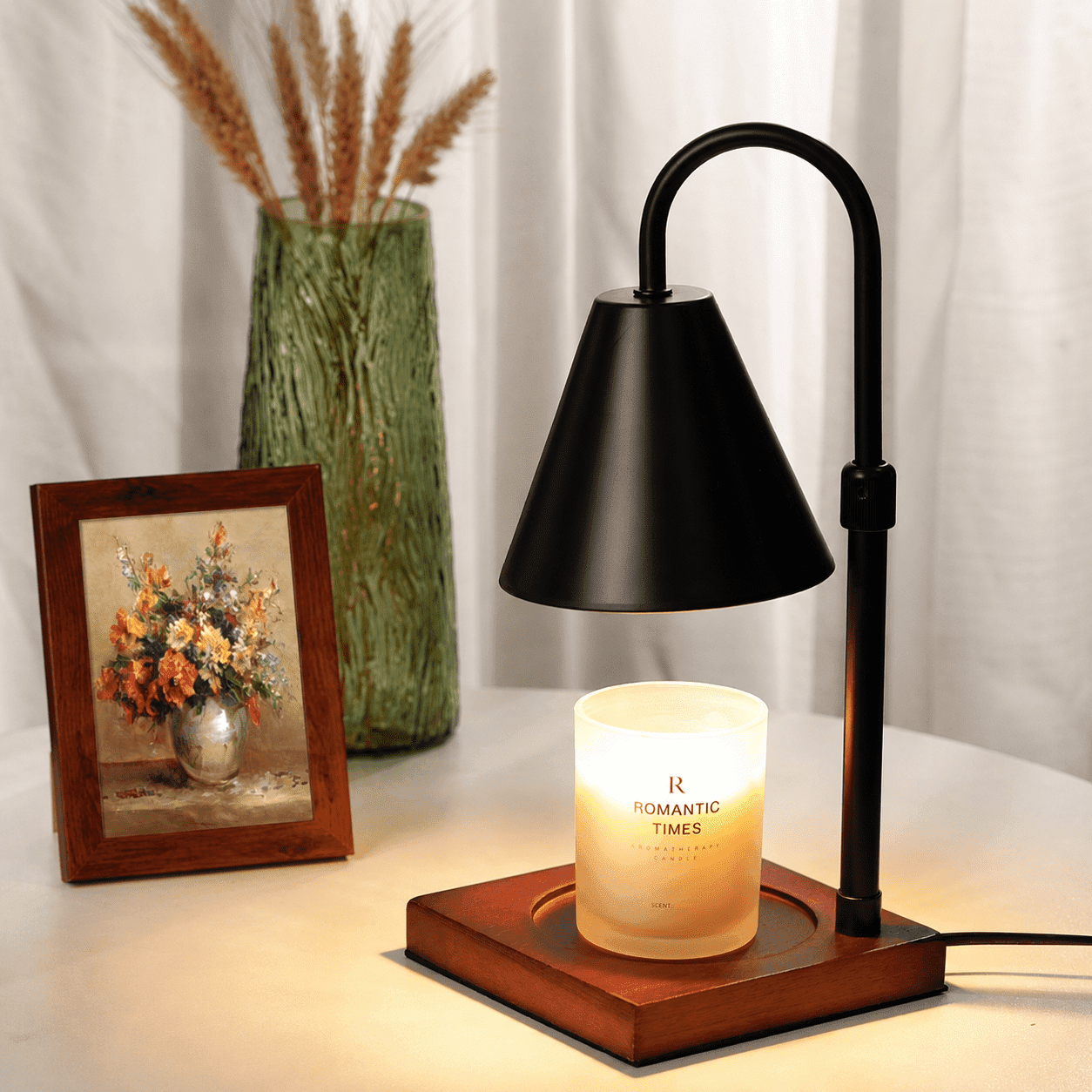 Funistree Candle Warmer Lamp with Timer, Adjustable Height Electric Wax Warmers Lamp with 2 Bulbs for All Jar Candles, Candle Warmer Gift for Women Mom Her, Home Decor