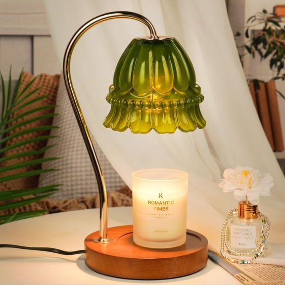 Funistree Dimmable Candle Warmer Lamp with Timer, Green Flower Candle Lamp Warmer for Jar Candles, Unique Women Mom Birthday Gifts Ideas, Fall Decor for Home Bedroom Living Room Y101