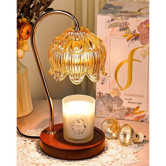 Funistree Candle Warmer Lamp with Timer, Candle Warmer Wax Melter for Jar Candles, Wax Warmer Gift for Women Mom, New Home House Warming Decor