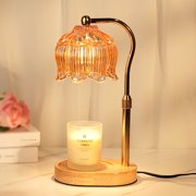 Funistree Flower Candle Warmer Lamp with Timer,Adjustable Electric Top Down Melter for Jar Candles and Scented Wax, Lotus Wax Warmer Light in Amber, Gift for Women, House Warming for New Home Decor