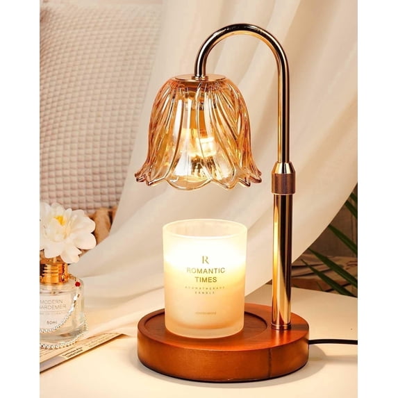 Funistree Flower Candle Warmer Lamp with Timer and Dimmer, Electric Top Down Wax Melter for Jar Candles, Adjustable Height Wax Warmer for Women Girl Wife, New Home Bedroom Decor