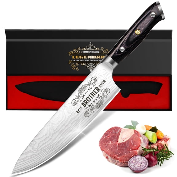 Funistree Gifts for Brother Men, Kitchen Cooking Knife Brother Gifts for Birthday, 8 inch Professional German High Carbon Stainless Steel Chef Knife, Brother Birthday Gifts Stocking Stuffers Y101