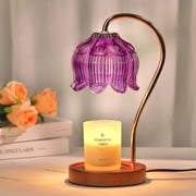 Funistree Purple Candle Warmer Lamp with Timer, Vintage Flower Wax Warmer for Jar Candles, Candle Melter Decor for Women Mom Friend, Birthday Christmas House Warming Style