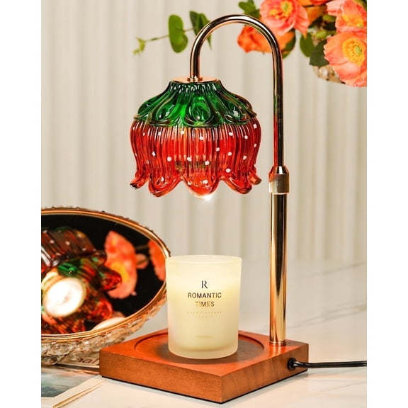 Funistree Strawberry Candle Warmer Lamp with Timer Dimmable, Height Adjustable Flower Wax Warmer, Gifts for Mothers Day Women Mom Wife, House Warming Lotus Candle Melting Light for Jar Candles Home D