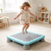 Funjoypals 25.6 inch Quiet Indoor Mini Trampoline for Kids, Sensory Training Space-Saving Home Fitness Trampoline, Blue