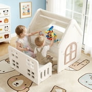 Funjoypals 9 in 1 Multifunctional Kids Activity Table Building Block Drawing Table for Children Kids Age 3-8 Indoor Playroom Bedroom