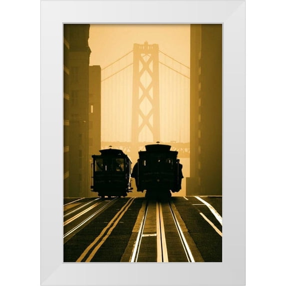 Funk, Mitchell 17x24 White Modern Wood Framed Museum Art Print Titled - Cable Cars San Francisco