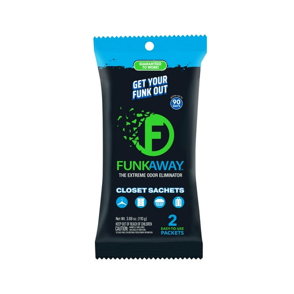 FunkAway Extreme Odor Eliminating Closet Sachet, Odor Absorbing Packet Ideal for Closets, Drawers, Hampers, and Attics
