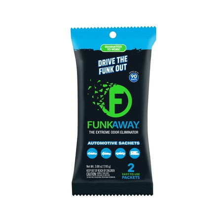FunkAway Odor Eliminating Car Sachet. Absorbs Smells for Glove Box, Console, Trunk & Seats, 2 Packets