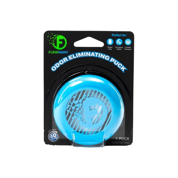 Funkaway Odor Eliminator Puck with Stick-On Design, Air Freshener, Deodorizing Sachet Inside, for Diaper Pails, Hampers, Trash Cans, 1 Pack