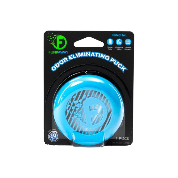Funkaway Odor Eliminator Puck with Stick-On Design, Air Freshener, Deodorizing Sachet Inside, for Diaper Pails, Hampers, Trash Cans, 1 Pack