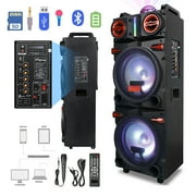 Funkeen Portable Bluetooth PA Speaker System, Rechargeable Outdoor Dual 10-Inch