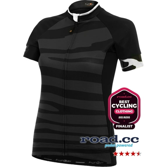 Funkier Prima Pro Ladies Short Sleeve Jersey in Black-Wave - Medium