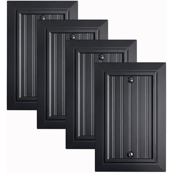 Funkiim Black Classic Beadboard Wall Plates,Light Switch Covers,Electrical Outlet Covers, Switch Plates of Various Combination, Nature Bamboo Fiber Wall plate (1 Gang Blank 4PK)
