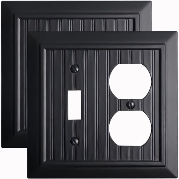 Funkiim Black Classic Beadboard Wall Plates,Light Switch Covers,Electrical Outlet Covers, Switch Plates of Various Combination, Nature