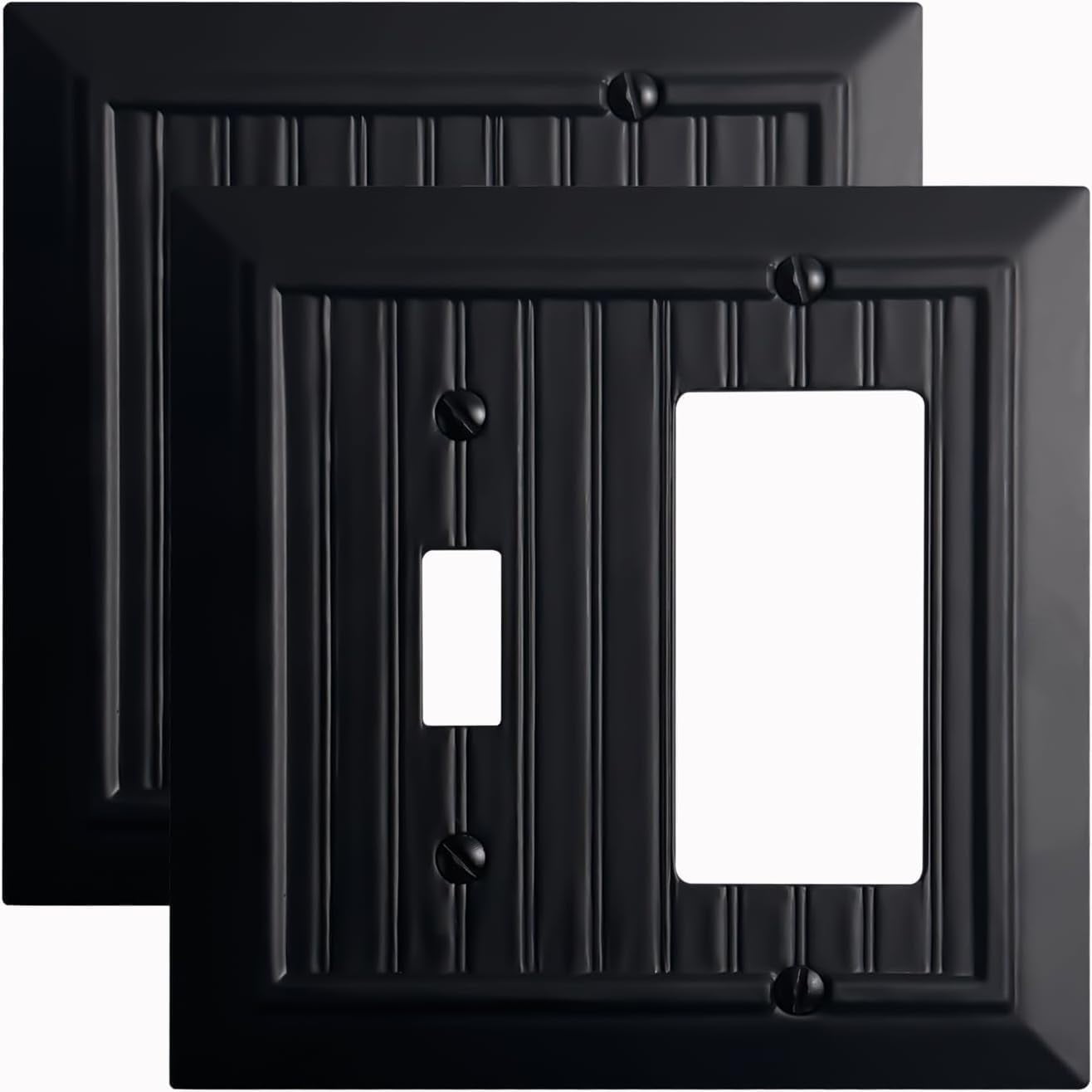 Funkiim Black Classic Beadboard Wall Plates,Light Switch Covers,Electrical Outlet Covers, Switch