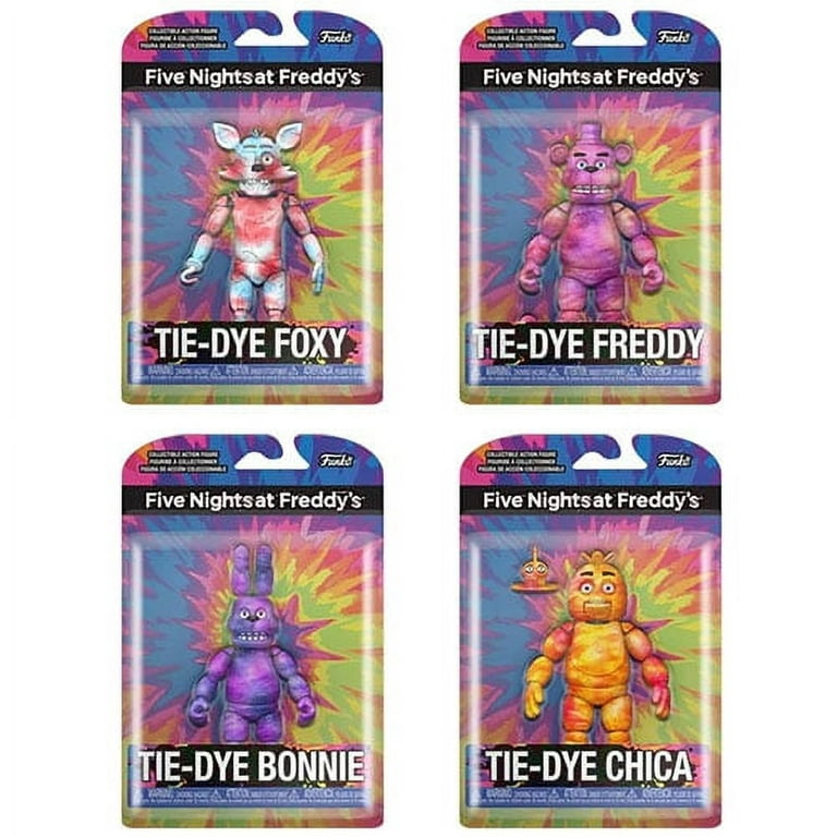 Funko Action Figures - Five Nights at Freddys - Set of 4 Tie-Dye Characters (Foxy, Chica, Bonnie +1), Size: 5