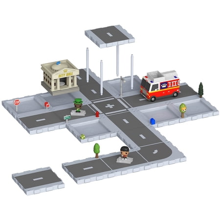 Funko Bitty POP! Bitty City Starter Set, Town Hall, Fire Truck, Mayor and Newspaper boy Vinyl Figures