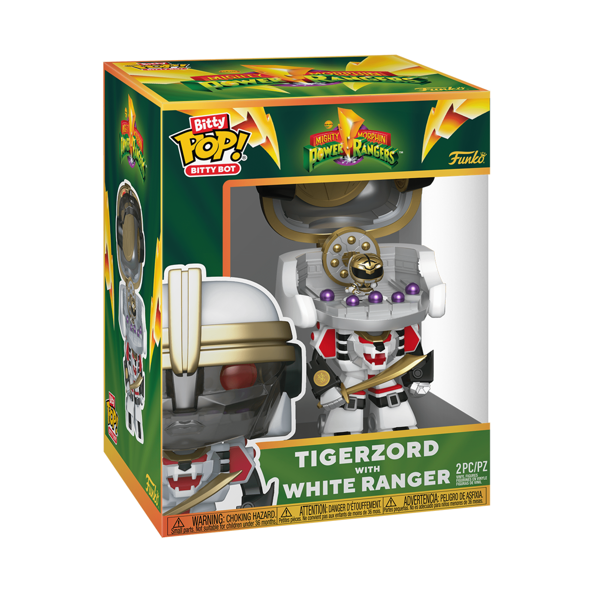 Funko Bitty POP Bots: Power Rangers - Tigerzord with White Ranger Collectible Vinyl Mini Figure