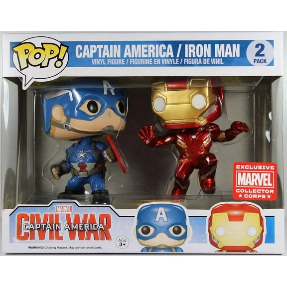 Funko Civil War POP! Marvel Captain America & Iron man Exclusive Vinyl Bobble Head 2-Pack