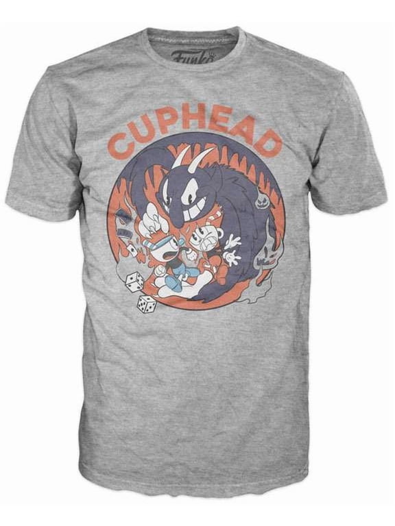 Cuphead Mugman Devil Grey Tee Shirt Adult X Large