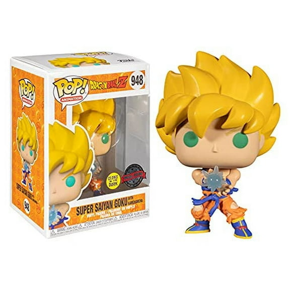 Funko Dragon Ball Z Pop! Animation Super Saiyan Goku Vinyl Figure (with Kamehameha, Glow-in-the-Dark)