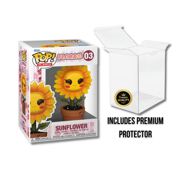 Funko Flora: Sunflower Pop Vinyl Figure #03 Collector Display Bundle with DEHENIS Premium Protector | Home Shelf Dcor Gift