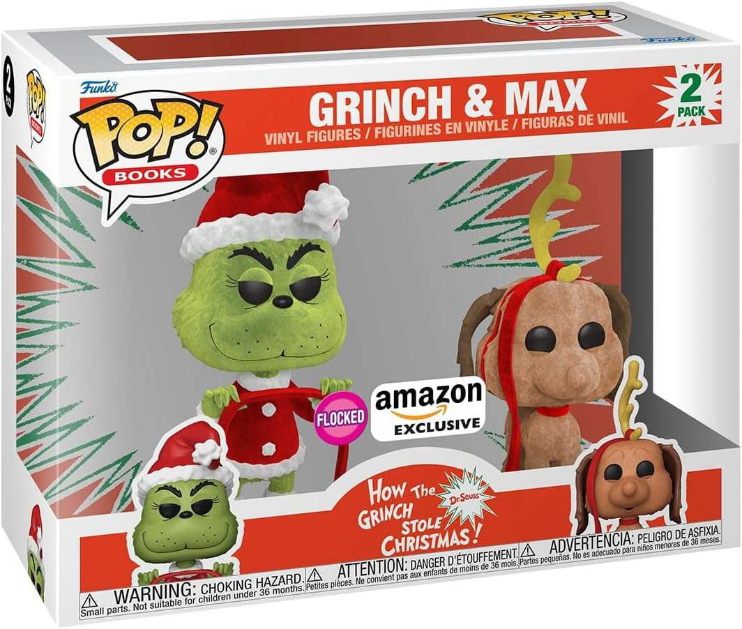 Funko How the Grinch Stole Christmas POP! Books Grinch & Max Vinyl Figure 2-Pack (Flocked)
