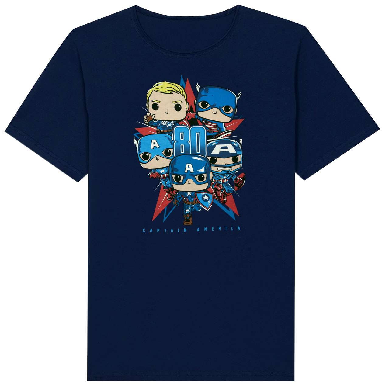 (X-Small) Collector America Corps Captain Anniversary T-Shirt Funko 80th Marvel