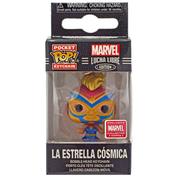 Marvel Lucha Libre La Estrella Cosmica Captain Marvel Funko Pocket Pop! Keychain