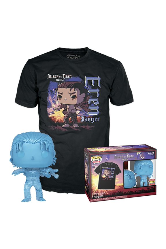 Funko POP! Attack on Titan Eren Jaeger 1321 T-Shirt Bundle XL (Blue Translucent)