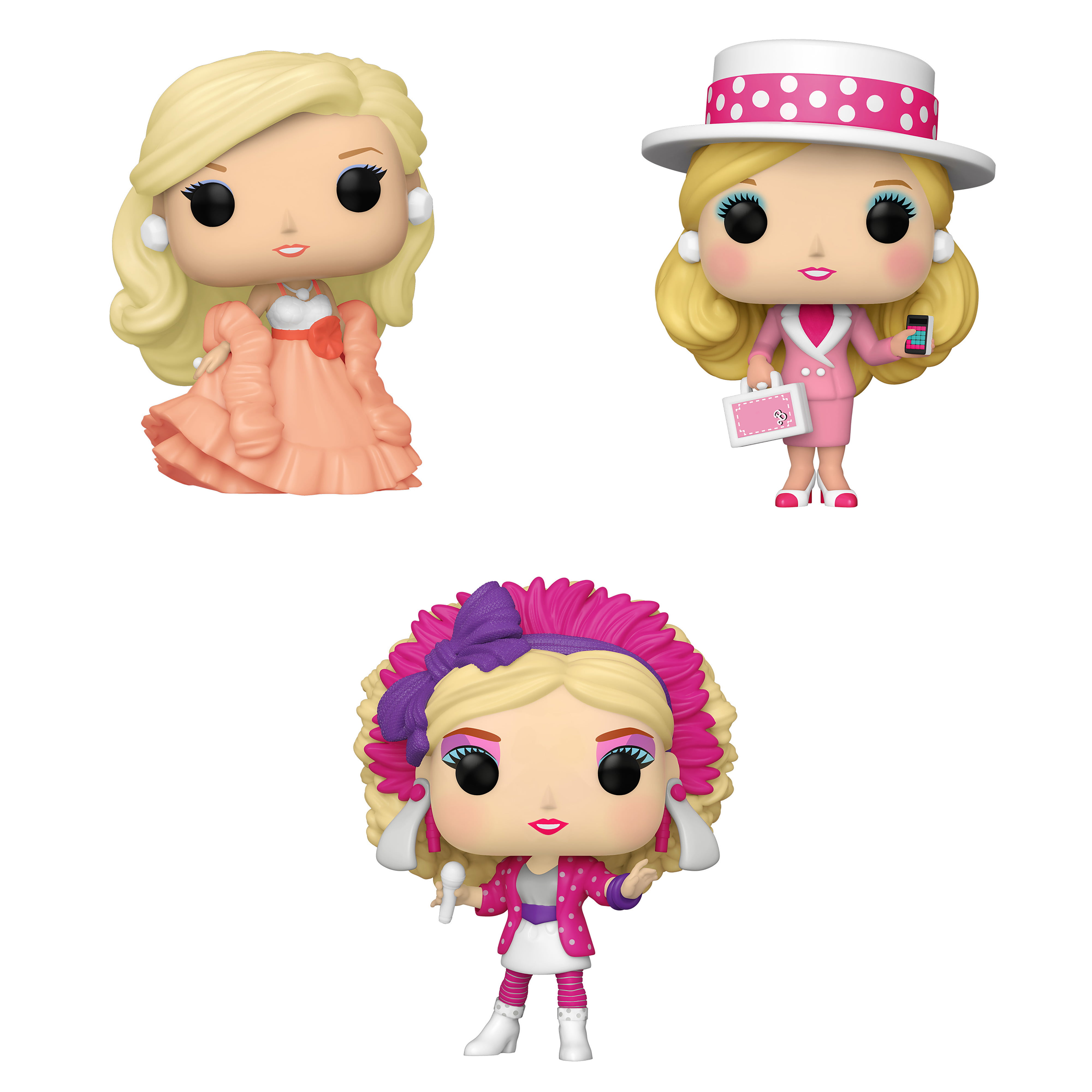 Funko POP! Barbie Collectors Set - Peaches N Cream Barbie, Business Barbie,  Rock Star Barbie Vinyl Figures (3.75)
