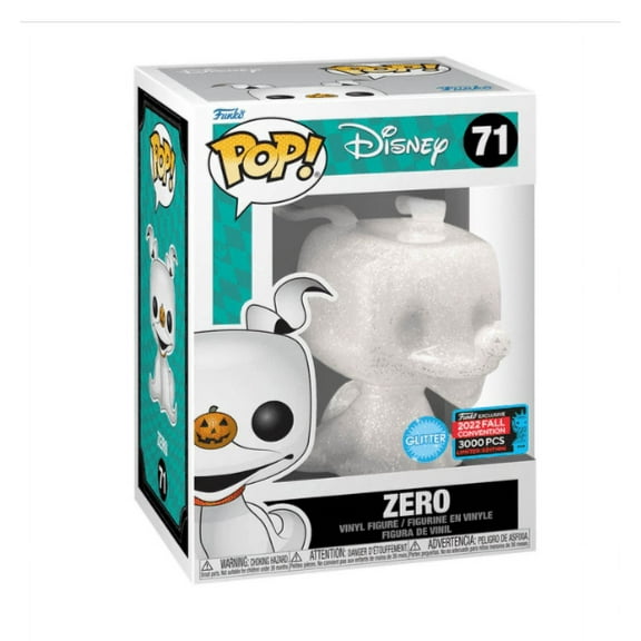 Funko POP! Disney Nightmare Before Christmas Zero (Glitter) #71 Limited Edition of 3000 2022 NYCC Exclusive Sticker
