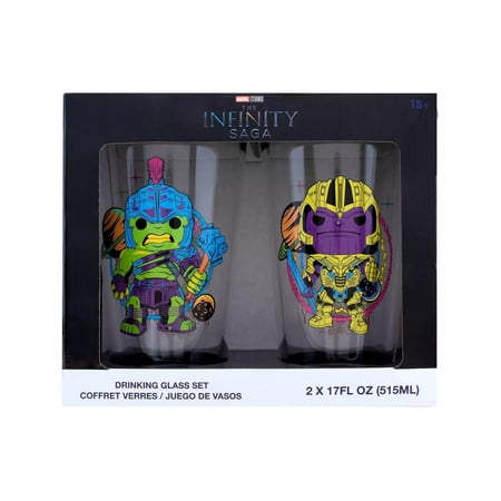 Funko POP! Home Marvel The Infinity Saga Thanos and Hulk Blacklight Glass Set
