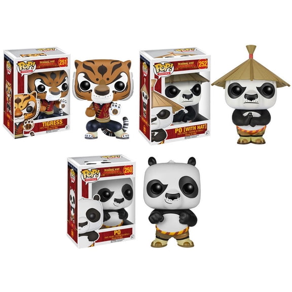 Funko POP! Kung Fu Panda - Vinyl Figures - SET OF 3 (Po, Tigress & Po with Hat)