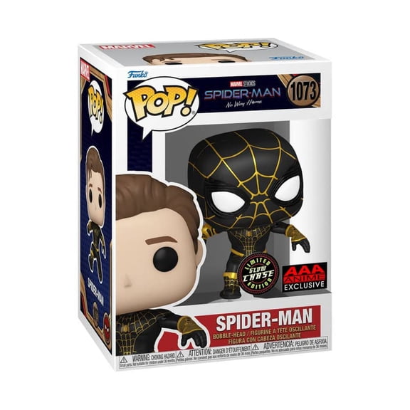 Funko POP! Marvel Studios Spider-Man No Way Home GITD CHASE Spider-Man #1073 AAA Anime Exclusive Sticker