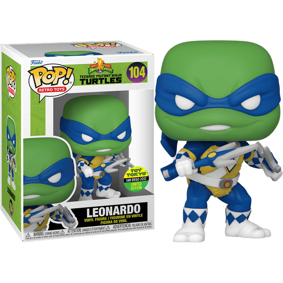 Funko POP! Retro Toys Power Rangers & TMNT Leonardo #104 Toy Tokyo SDCC 2022 Limited Edition Convention Sticker Exclusive