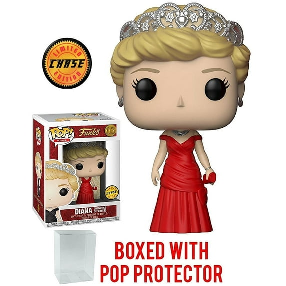 Funko Pop! Royals: The Royal Family - Diana Princess of Wales Red Dress Chase Variant Limited Edition Vinyl Figure with Pop Box Protector