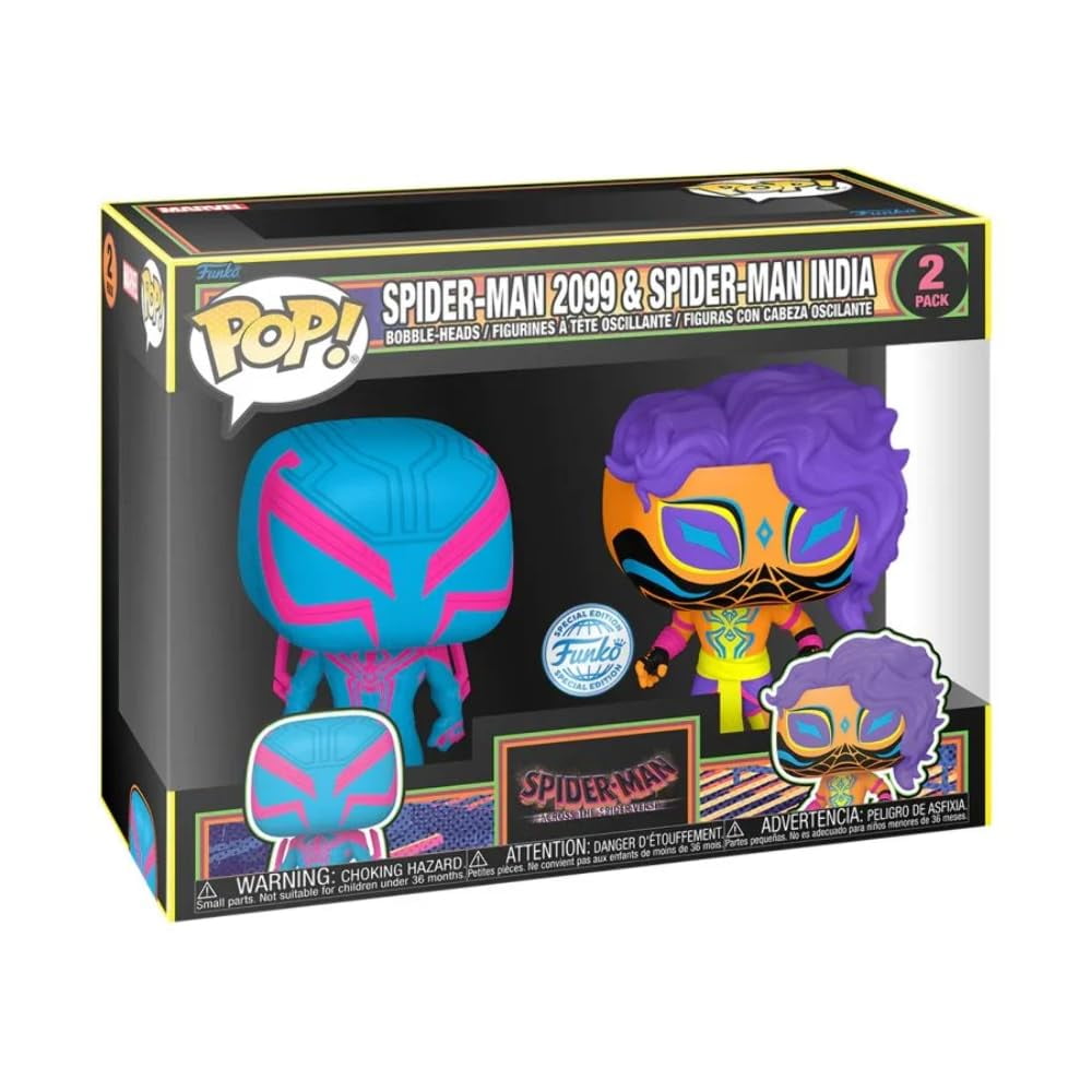Funko POP! Spider-man 2099 and Spider-man India 2 Pack (Blacklight