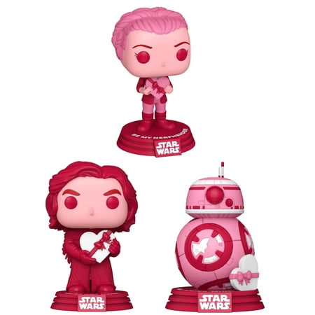 Funko POP! Star Wars Valentiens Season 3 Collectors Set - 3 Figure Set Includes: Princess Leia, BB-8, & Kylo Ren, Pink Red & White Themed Figures