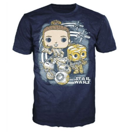 Funko POP! Tees Star Wars Rise of Skywalker Rey BB-8 C3-PO Size Small T-Shirt Smuggler's Bounty Exclusive