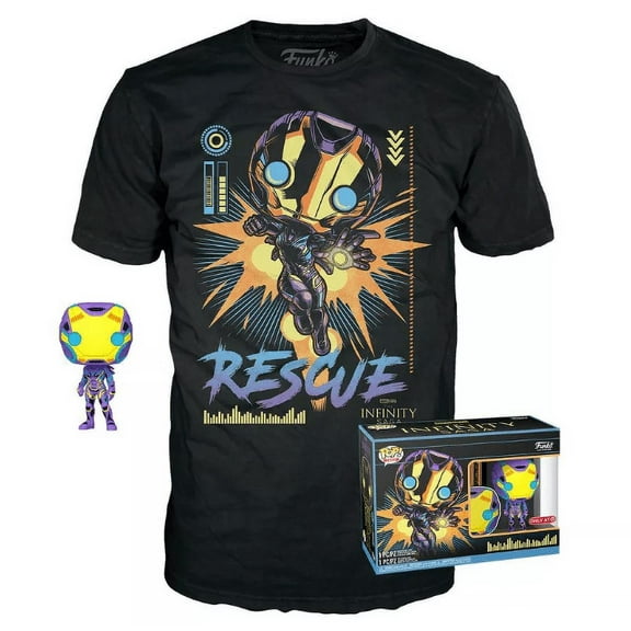 Funko POP! and Tee Marvel Rescue [Blacklight] with Size Large T-Shirt Collectors Box Exclusive