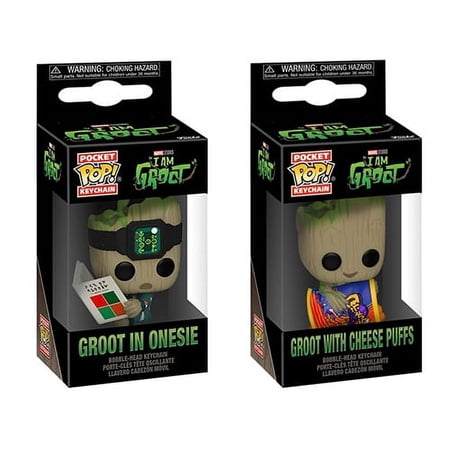 Funko Pocket POP! Keychains - Marvel's I Am Groot - SET OF 2 GROOTS (Onesie & Cheese Puffs)