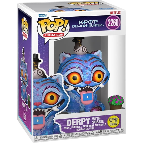 Funko Pop! Animation: Kpop Demon Hunters - Derpy with Sussie Glows in The Dark, Vinyl Figure Collectibles Set, Includes Derpy & Plant, 4.3-inch